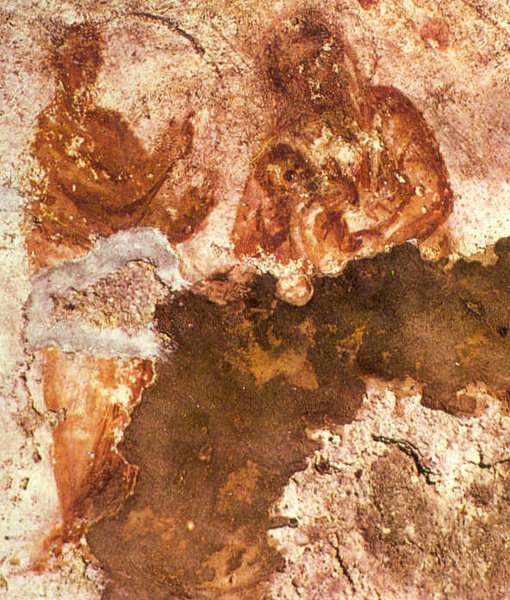 The earliest known image of Mary and Jesus (nursing), 2nd century CE in the Catacombs of Priscilla, Rome
