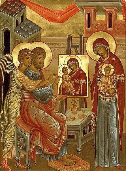 الانجيلي لوقا البشير يصور والدة الاله بارشاد الملاك